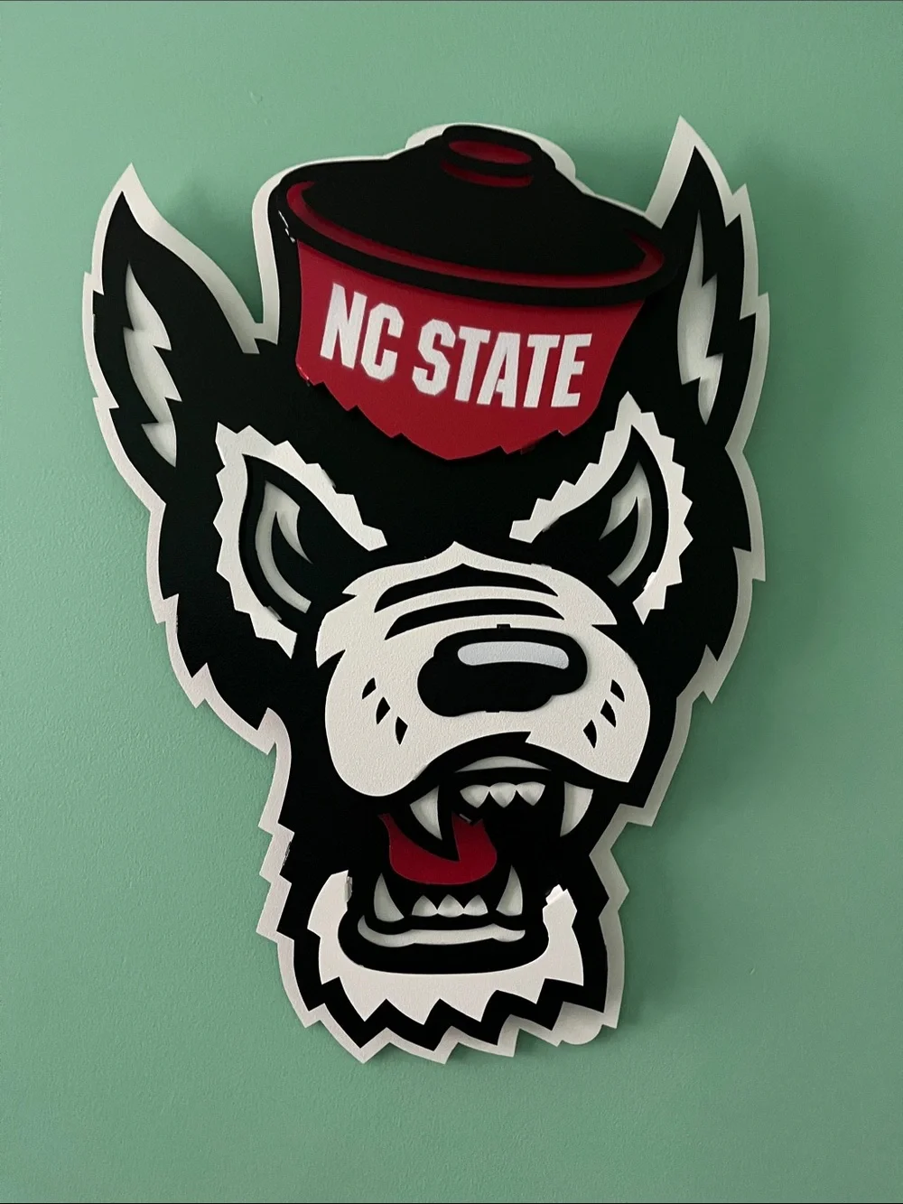 STATE NC State Wolf Head Wall Art in Black, White and Red